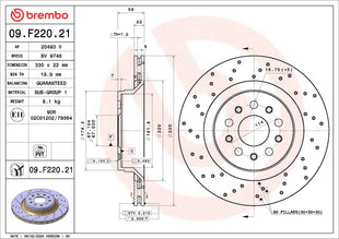 Maserati Levante M161 Brembo Front Disc Brake Rotor 330mm 09.F220.21