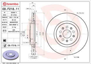 Maserati Ghibli/Quattroporte Front Brembo Brake Disc Rotor Painted 09.F218.11 345mm