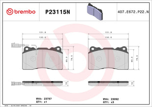 Maserati Ghibli/Alfa Romeo 159 Brembo Front Brake Pad Set P23115n 132mm