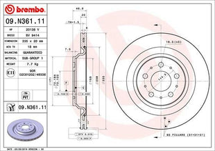 TESLA Model 3 BREMBO Rear Disc Brake Rotor 09.N361.11 335mm
